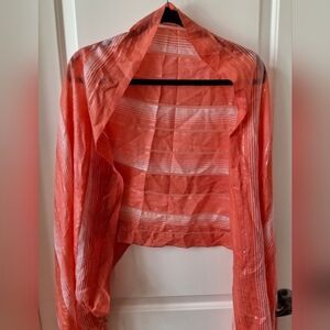 Coral Sheer Striped Wrap